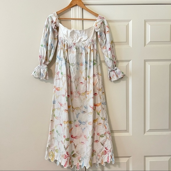 Rosie Assoulin Puff-Sleeve Cotton Off-The-Shoulder Midi Dress 4 - Picture 7 of 14